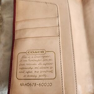 Coach Cream Leather Wallet with Red Trim